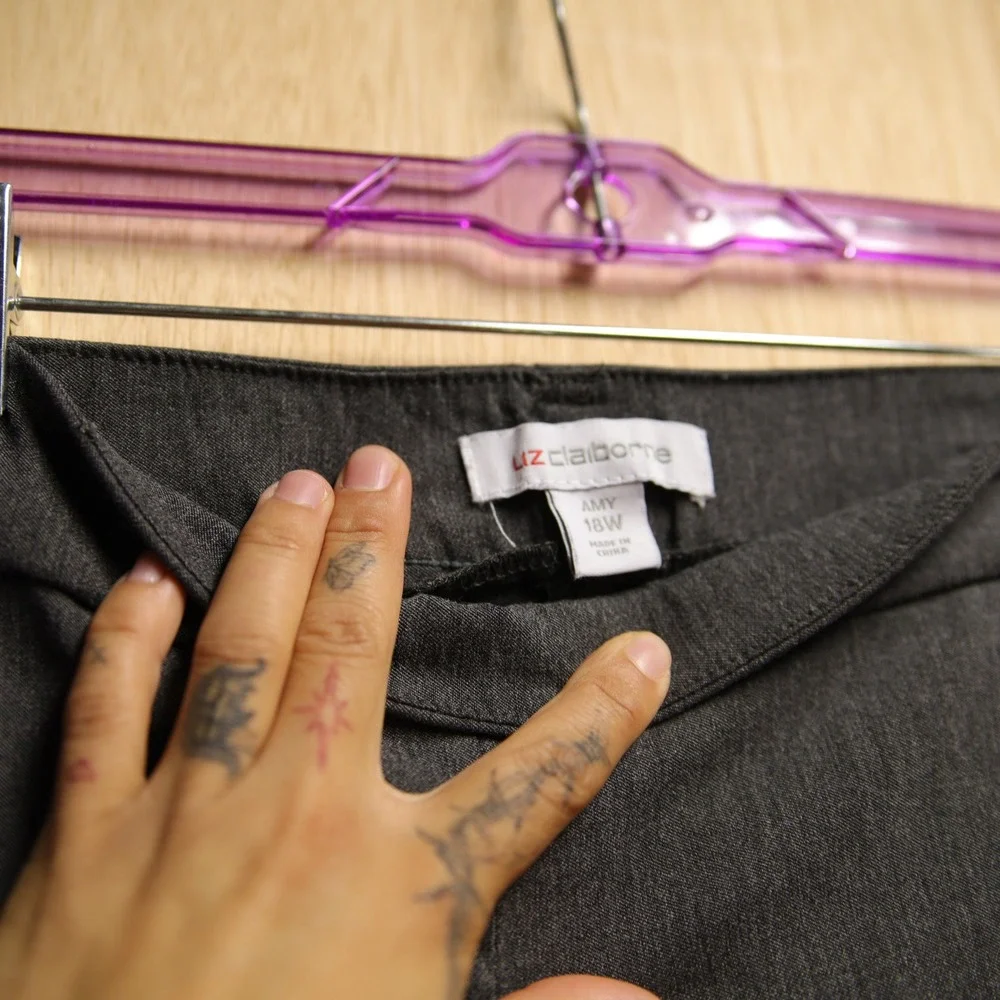 Amy Dress Pants Womens 18W Charcoal Gray Straight Leg Stretch Office Attire
